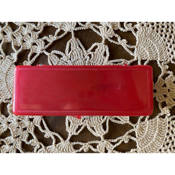 Vintage BOYS BOW TIE - Clip On - Olive Green  - Original Red Plastic Case - Picture 7 of 7